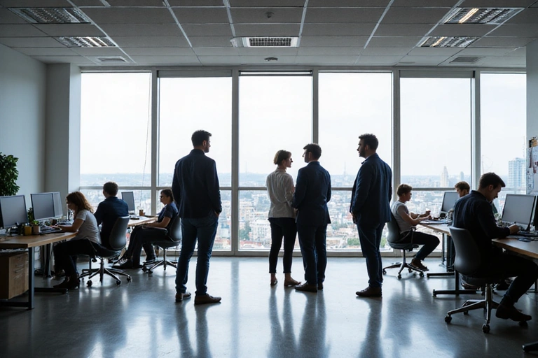 Ufficio moderno con persone che lavorano e collaborano
