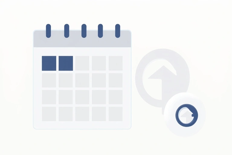 Calendario con una data evidenziata e una freccia circolare che indica l'aggiornamento