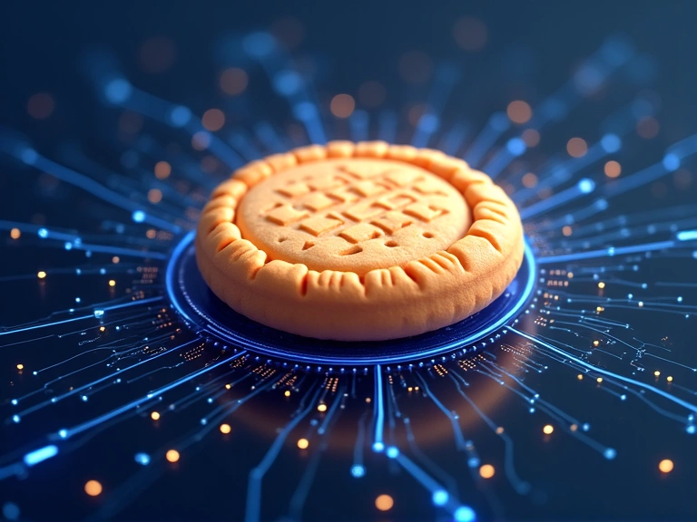Illustrazione di un biscotto digitale che rappresenta un cookie informatico