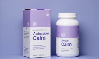 Confezione di integratore di Ashwagandha per la riduzione dello stress e il benessere.