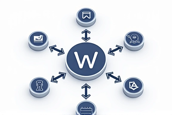 Illustration of external website links with arrows pointing away from central site