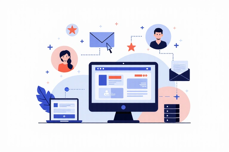 Illustration of data collection process with various icons representing different data types